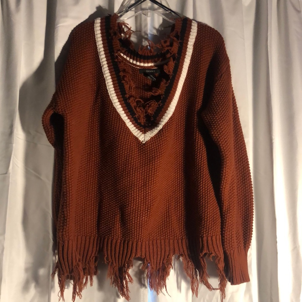Forever 21 Burnt Orange Fringe Sweater